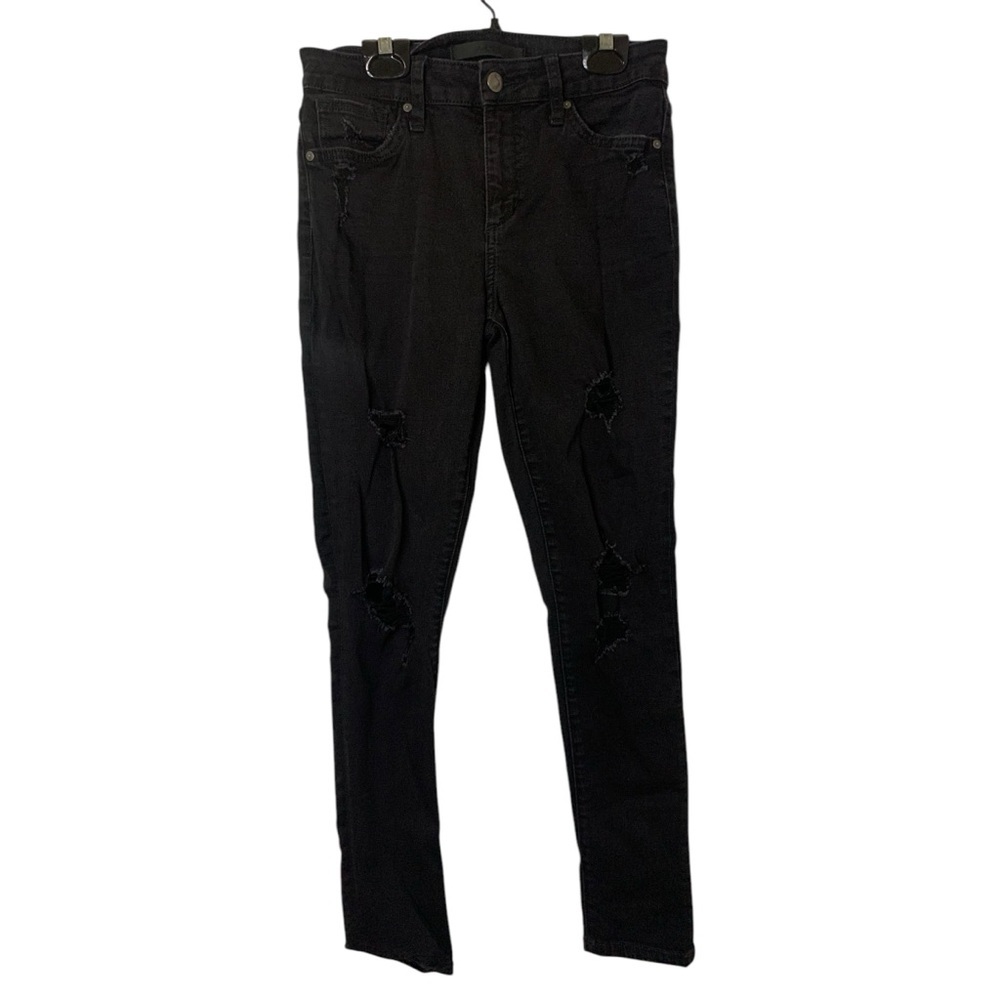 Joe’s Jeans Black Distressed Flawless the Icon Mid Rise Skinny Ankle Jeans 28